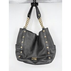 Michael Kors Handbag Black Leather Studded Chain Strap Tote Shoulder Bag Large